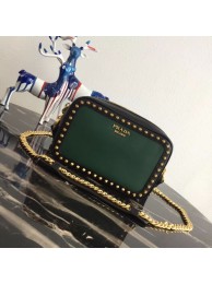 Replica Prada Sidonie leather shoulder bag 1BH103C green JH05432pb70
