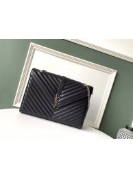Replica SAINT LAURENT leather shoulder bag 392745 black&silver-toned hardware JH07882UD97