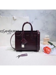 SAINT LAURENT Crocodile-Embossed Leather Organ Bag 392035 Wine JH07878Nr89