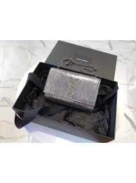 SAINT LAURENT Kate Silver Wire croc-embossed Shoulder Bag 474366 Silver JH07866ta99