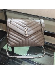 SAINT LAURENT Loulou Monogram medium quilted leather shoulder bag 74558 Light Gray JH07925jk50