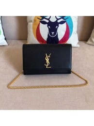 SAINT LAURENT Monogram Kate medium pebbled leather shoulder bag 354021 black JH07921GJ97