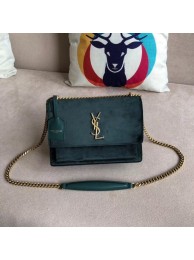 SAINT LAURENT Monogram Sunset medium velvet cross-body bag 442906 green JH07906vD13