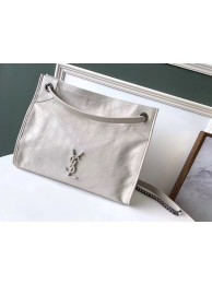 SAINT LAURENT NIKI MEDIUM SHOPPING BAG IN CRINKLED VINTAGE LEATHER 5814 white JH07861Rz18