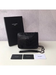 SAINT LAURENT Niki Mini leather shoulder bag 03743 black JH07863cx21