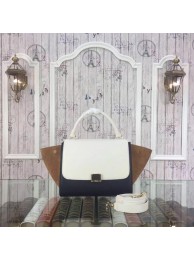 Top Copy Celine Trapeze Bag Original Nubuck Leather 3345 White&Black&Wheat JH06336po42