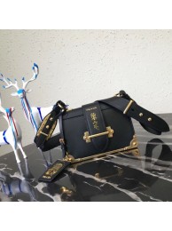 Top Prada Cahier Leather Shoulder Bag 1BD045-1 Black JH05690aw17