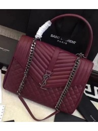 YSL Classic Monogramme Flap Bag Calfskin Leather Y268033 Burgundy JH07929GB12