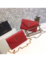 YSL WOC Classic Monogramme Flap Bag Cannage Pattern Y1003 Red JH07932Oj66