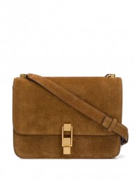 Yves Saint Laurent CARRE SATCHEL IN SUEDE Y585061 brown JH07789cP55